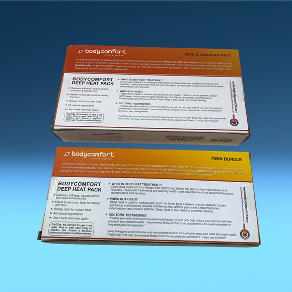 Lot 2 Body Comfort Instant Therapeutic Heat Packs Twin Bundle + Neck & Shoulder - Picture 4 of 5